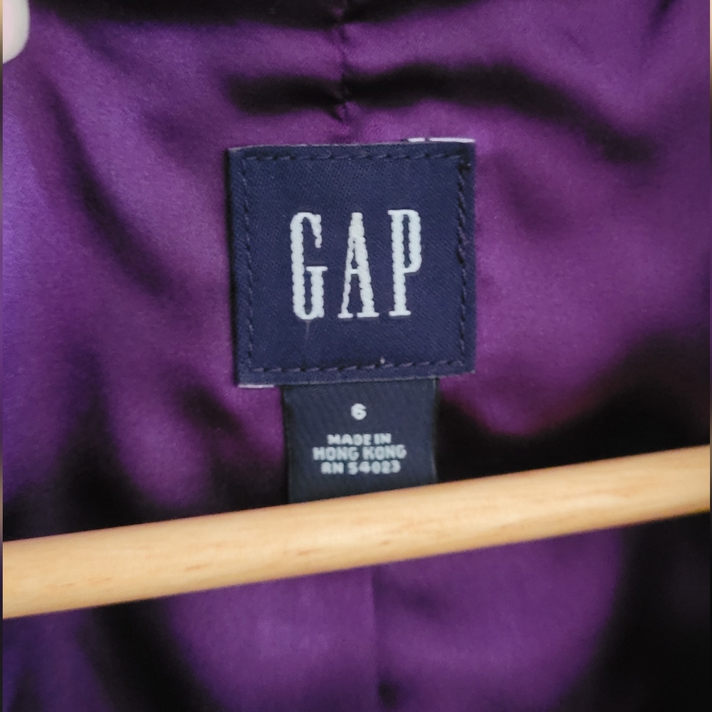 Y2K Gap Crushed Velvet Satin Lined 2 Button Blazer, Women's 6, Black & Purple - Picture 5 of 12